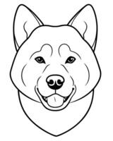 akita dog entire head front view, illustration line art vector
