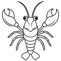 a coloring page of an crawfish with no color just black lines, illustration line art vector