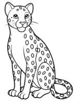 a sleek cheetah in a sitting position, outlined with clean lines, showing spots that kids can vector