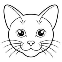 cat head with little ears, illustration line art vector