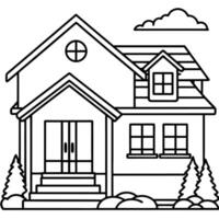 home outline, illustration line art vector