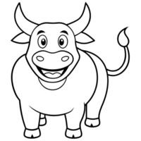 smily bull, illustration line art vector