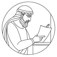 scenes of ancient writing scribes, scrolls and signs of ancient languages, 2000 bc, simple and vector