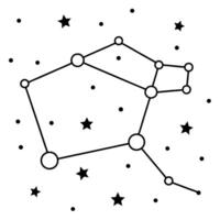 a coloring page of an space constellation with no color just black lines, illustration line vector