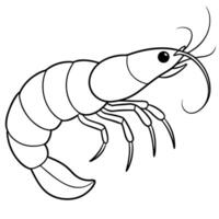 a coloring page of an prawn with no color just black lines, illustration line art vector