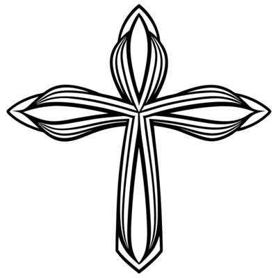 cristian cross brush stroke line art , white background, illustration line art