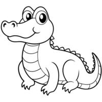 cute alligator drawing in illustration style for coloring, illustration line art vector