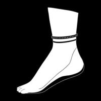 ankle bracelet with leg to knee, illustration line art vector