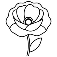 a modern icon of a poppy flower, focusing on its vibrant color and soft petals, illustration vector