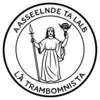 mace holded with robes encapsulated in a circle with this text in the upper half asamblea vector