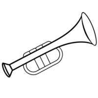 an image of bugle silhouette with a white background, illustration line art vector