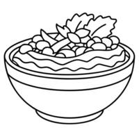a closeup view of a bowl filled with a traditional german potato salad, featuring crispy bacon and vector