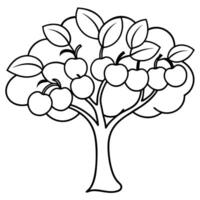 plum tree, illustration line art vector