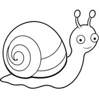 a coloring page of an snail with no color just black lines, illustration line art vector
