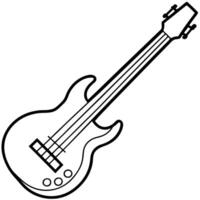 a bass guiter, illustration line art vector