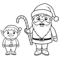 a cheerful elf holding a candy cane, smiling mischievously on a white background, adding a playful vector