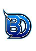 a bold and modern logo design featuring a stylized b and d intertwined, rendered in a vibrant blue vector