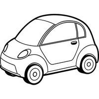 a small, futuristic city car with smooth, aerodynamic lines side view focusing on innovation and vector