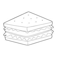 club sandwich, illustration line art vector