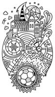 abstract doodle pattern, story about soccer, illustration line art vector