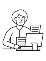working with documents in 1c accounting, illustration line art vector