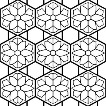 fondo, relleno página, hexagonal formas lleno con intrincado floral motivos, enclavamiento a un vector