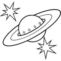 a coloring page of an space quasar with no color just black lines, illustration line art vector