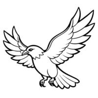 a black crow is flying in the air with its wings spread wide isolated on white or transparent vector