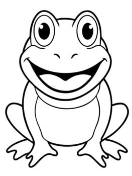sonriente rana negrita contorno negro y blanco lleno visible para niños bueno a color, ilustración vector