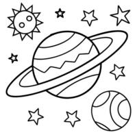 a coloring page of an space space with no color just black lines, illustration line art vector