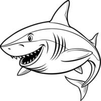 a shark , illustration , in white background, illustration line art vector
