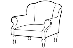 a coloring page of an chaise with no color just black lines, illustration line art vector