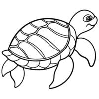 a simple coloring page drawing of a sea turtle with intricate patterns on its shell, such as vector
