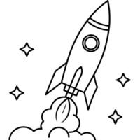 i need a rocket with a launch minimalistic, illustration line art vector