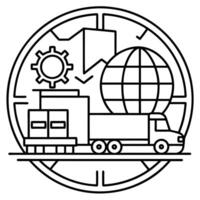 logistics icon for business on white background, illustration line art vector