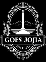 hyper realistic, art logo text goes to jogja, a of tugu monument with trendy style an frame, vector