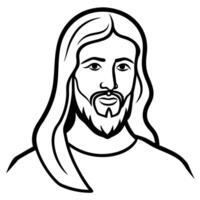 a black jesus with good looking silhouette line art style with white background, vector