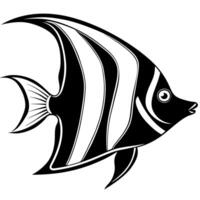 a angelfish silhouette style with white background, illustration line art vector
