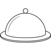 plate covered with cloche, the figure consists of small circles, illustration line art vector