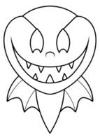 a coloring page of an halloween fang with no color just black lines, illustration line art vector