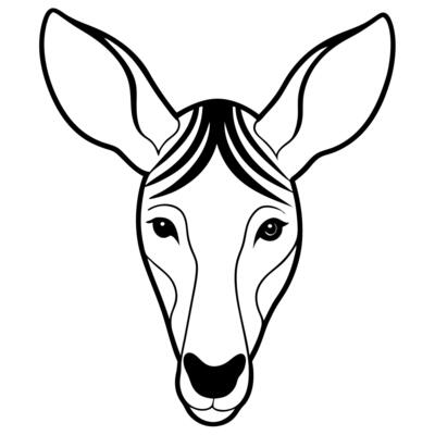 a okapi head with white background, illustration line art
