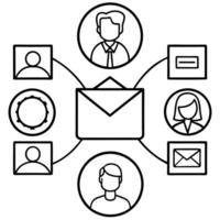 icons representing different forms of business communication, such as email, phone call, vector