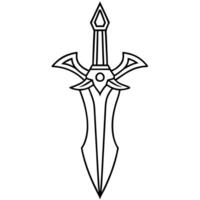 an easy yet beautiful fantasy assassin dagger, drawn with a few lines, illustration line art vector