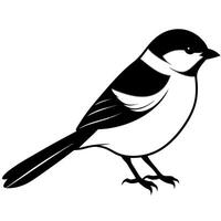 4 set chickadee black silhouette, side view, different style art, solid white color background, vector