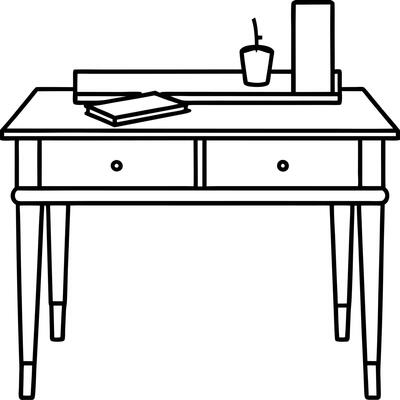 writing desk, illustration line art