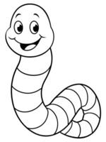 smiling worm bold outline black and white full seeable for kids good to color, illustration vector