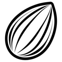 3d rendering of dynamic almond with silhouette beautiful line art, illustration line art vector