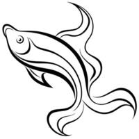 an abstract, fluid design of a fish swimming, using curves and waves to represent motion, vector