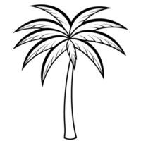 3d rendering of dynamic palm tree silhouette line art, illustration line art vector