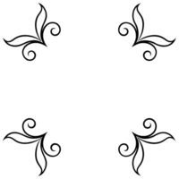 4 set of decorative silhouette corner collection on white background, illustration line art vector